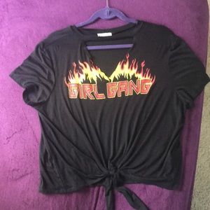 Plus Sized Girl Gang Cut Out Crop Top